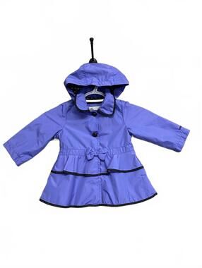 London Fog Girls Purple Hooded Raincoat with Bow Detail Toddler Size 18M